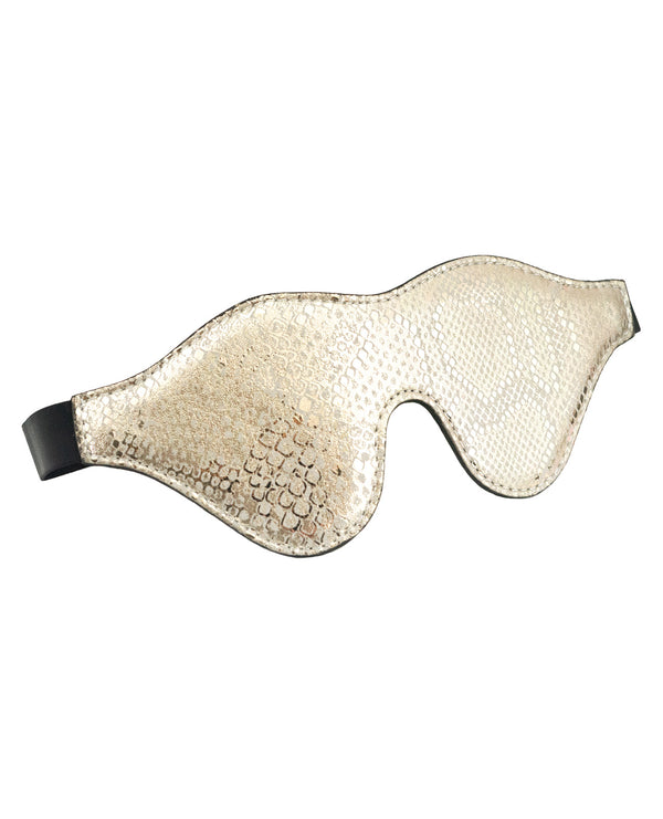 The Soft Hum Spartacus Blindfold w/Leather - White Snakeskin Micro Fiber