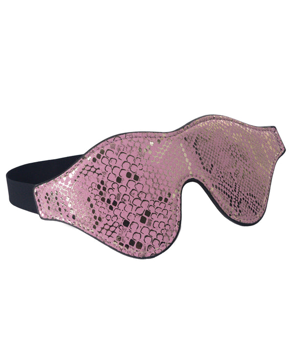 The Soft Hum Spartacus Blindfold w/Leather - Pink Snakeskin Micro Fiber