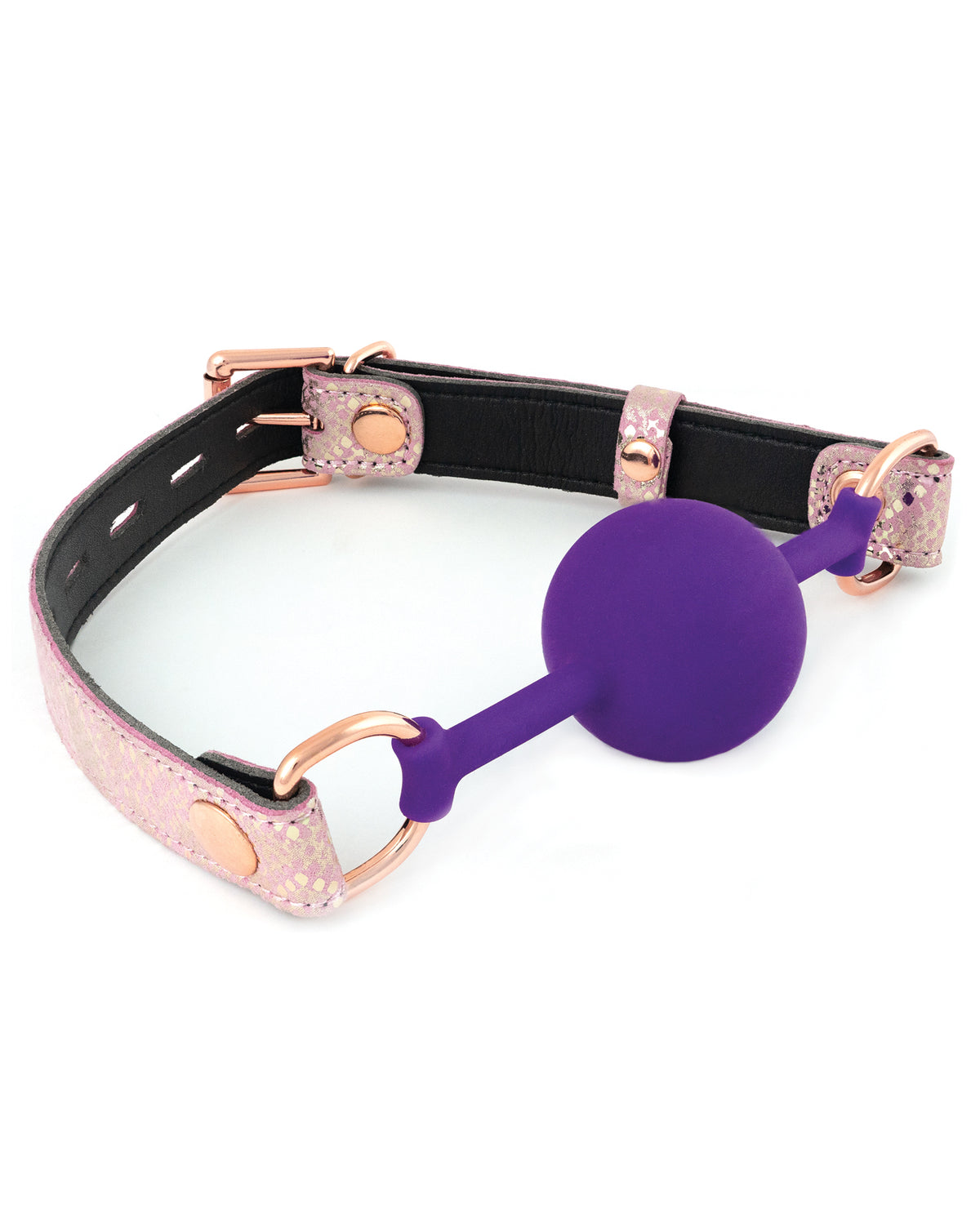 The Soft Hum Spartacus Silicone Gag w/Leather Lining - Pink Snakeskin Micro Fiber