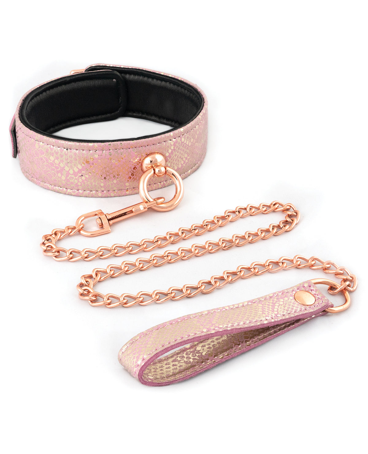 The Soft Hum Spartacus Micro Fiber Collar &amp; Leash w/Leather Lining - Pink