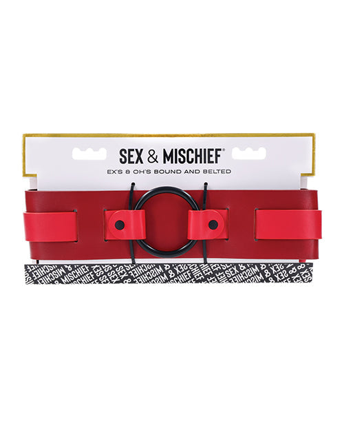 Sex &amp; Mischief Ex's &amp; Oh's Bound &amp; Belted - Red/Black