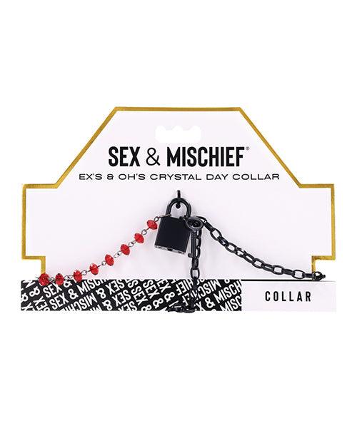 Sex &amp; Mischief Ex's &amp; Oh's Crystal Day Collar - Red/Black