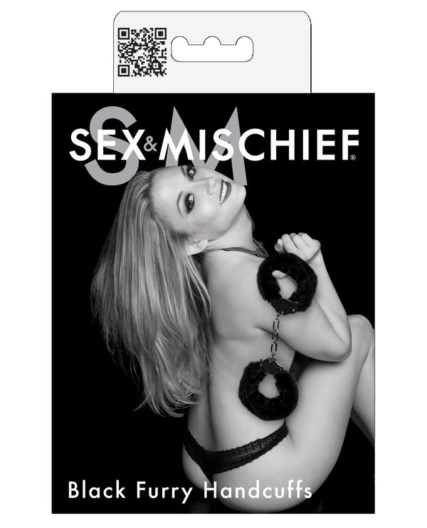 The Soft Hum Sex &amp; Mischief Furry Handcuffs - Black