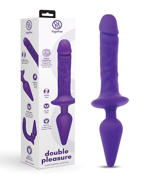 Together Double Pleasure 11" Double-Ended Dildo &amp; Butt Plug - Purple