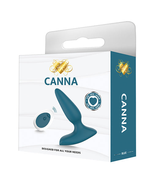 The Soft Hum Canna Vibrating Butt Plug w/Remote Control - Blue/Green