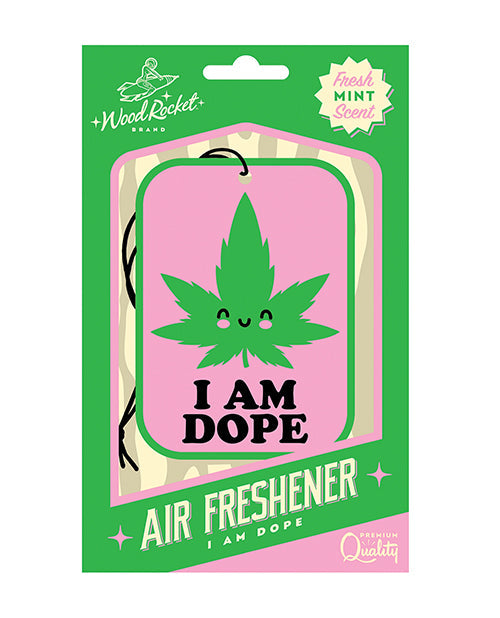The Soft Hum Wood Rocket I am Dope Air Freshener - Mint