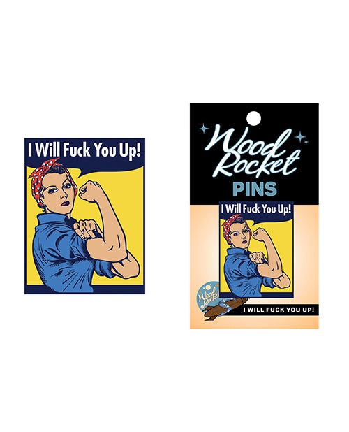 The Soft Hum Wood Rocket I Will Fuck You Up! Pin - Multi Color