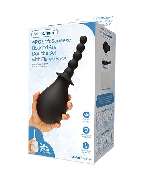 The Soft Hum CleanScene 4 pc Soft Squeeze Beaded Anal Douche Set w/Flared Base