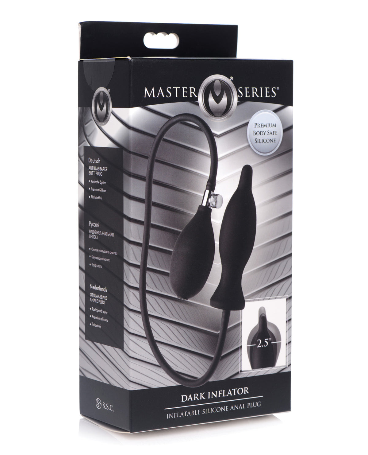 The Soft Hum Master Series Dark Inflator Inflatable Silicone Anal Plug - Black