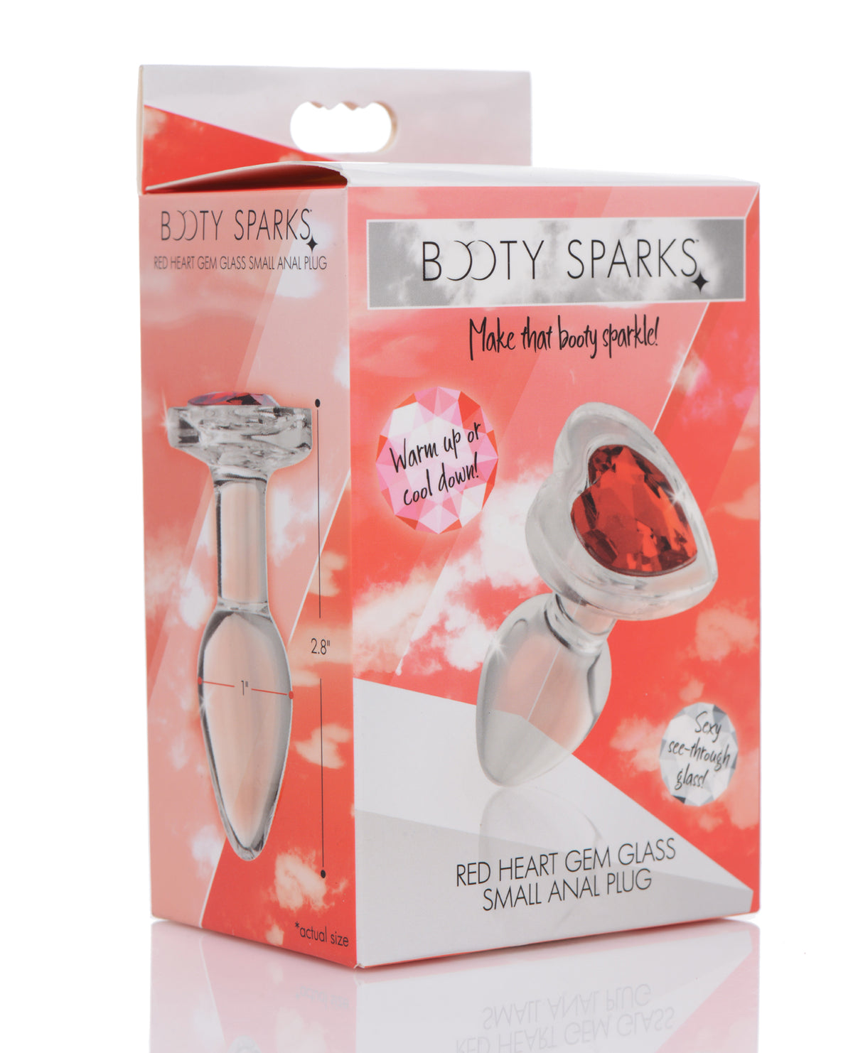 The Soft Hum Booty Sparks Red Heart Gem Glass Anal Plug - Small