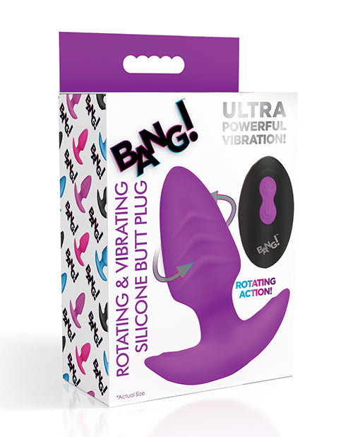 The Soft Hum Bang! Rotating &amp; Vibrating Tapered Butt Plug w/Remote - Purple