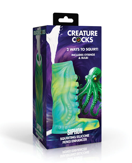 The Soft Hum Creature Cocks Tentacle Squirting Silicone Penis Enhancer - Green