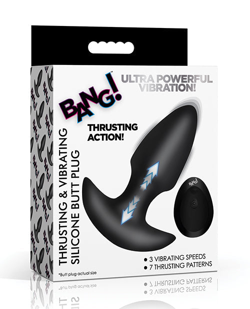 The Soft Hum Bang! Thrusting &amp; Vibrating Butt Plug - Black