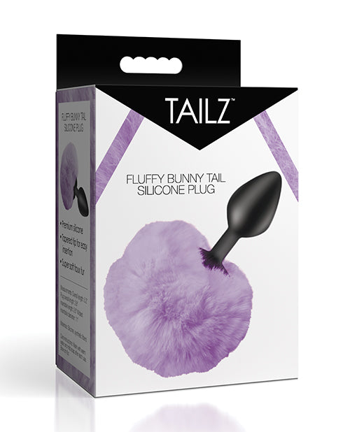 The Soft Hum Tailz Fluffy Bunny Tail Silicone Plug - Purple