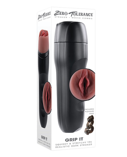 The Soft Hum Zero Tolerance Grip It Vaginal Stroker - Dark
